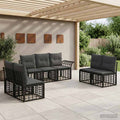 Conjunto de sofás de exterior 7 pcs Negro y Gris oscuro