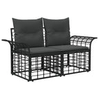 Conjunto de sofás de exterior 7 pcs Negro y Gris oscuro