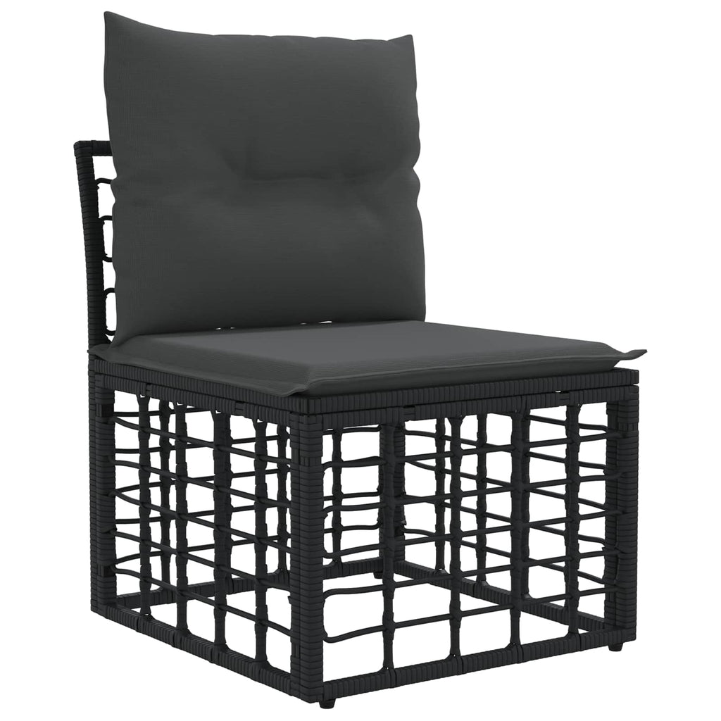 Conjunto de sofás de exterior 7 pcs Negro y Gris oscuro