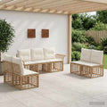 Conjunto de sofás de exterior 7 pcs Natural y Crema Poliéster