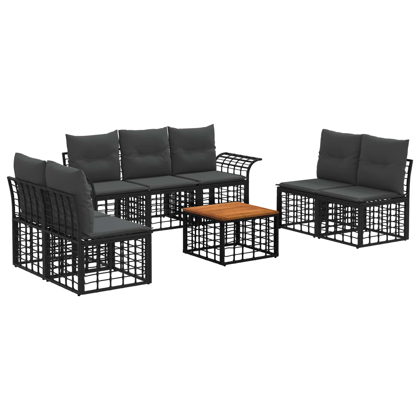 Conjunto de sofás de exterior 8 pcs Natural y Crema Poliéster