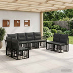 Conjunto de sofás de exterior 8 pcs Natural y Crema Poliéster