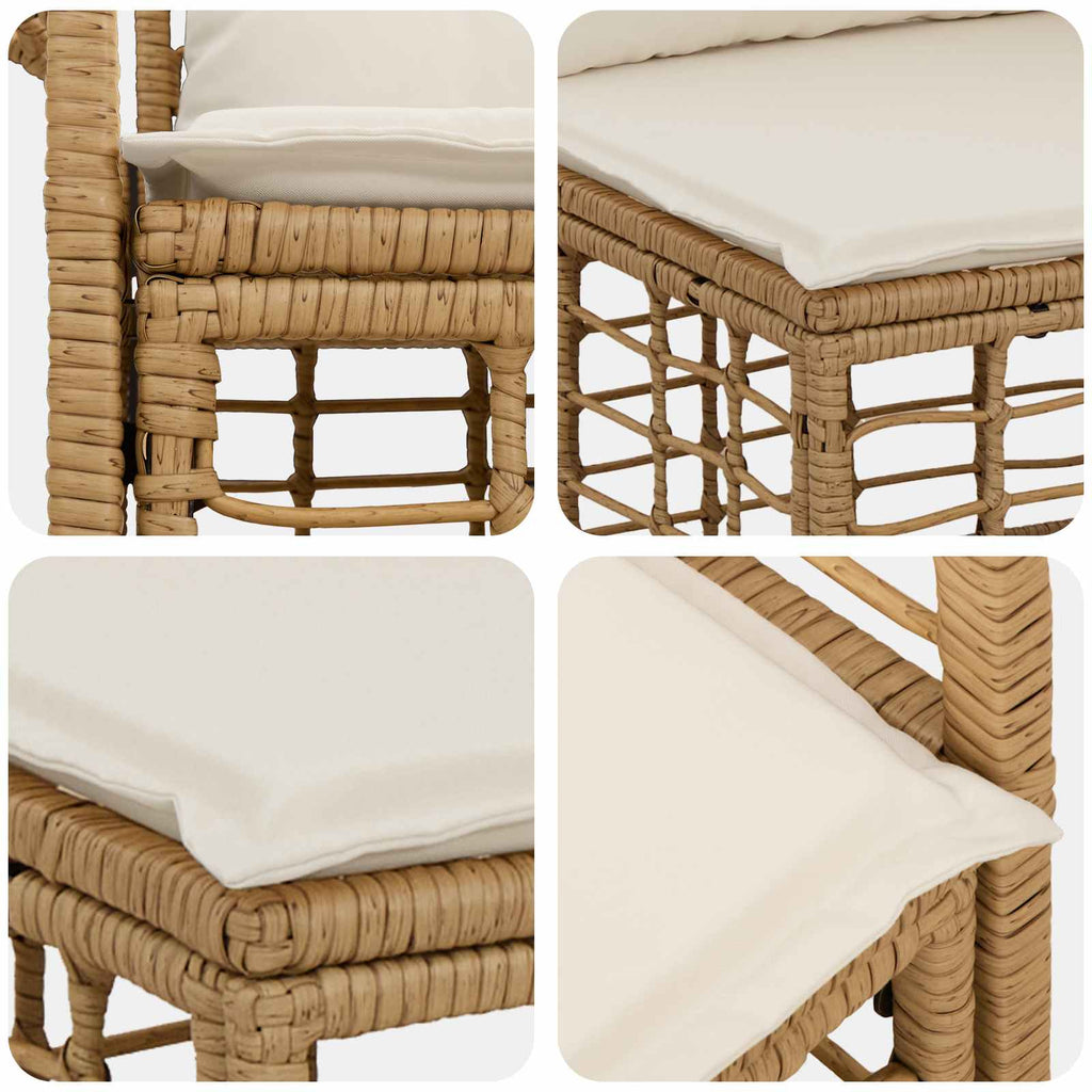 Conjunto de sofás de exterior 8 pcs Natural y Crema Poliéster