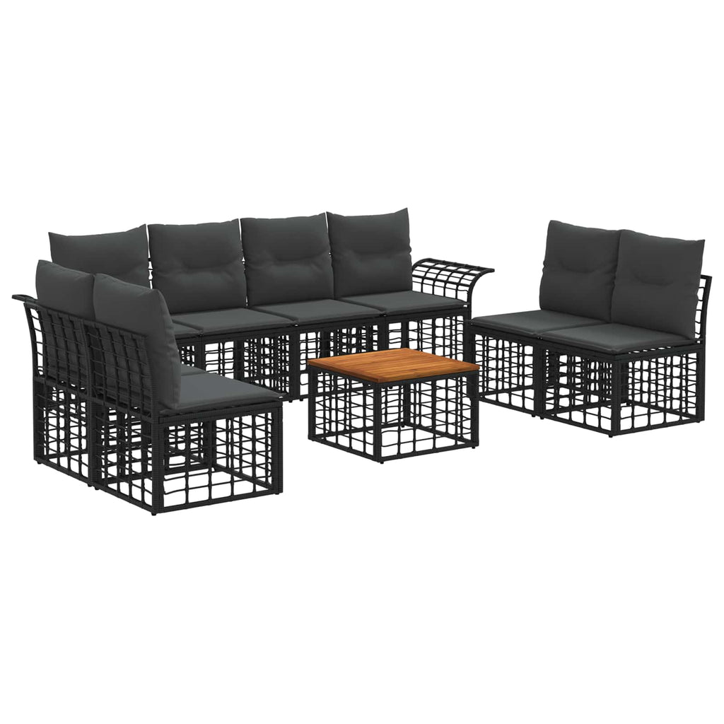Conjunto de sofás de exterior 8 pcs Natural y Crema Poliéster
