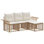 Conjunto de sofás de exterior 4 pcs Natural y Crema Poliéster