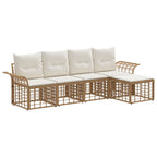 Conjunto de sofás de exterior 5 pcs Natural y Crema Poliéster