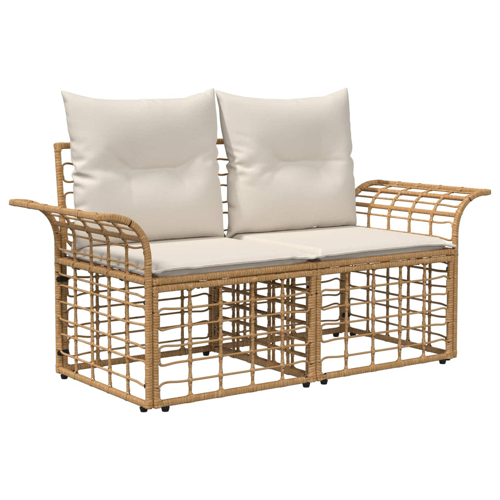 Conjunto de sofás de exterior 5 pcs Natural y Crema Poliéster