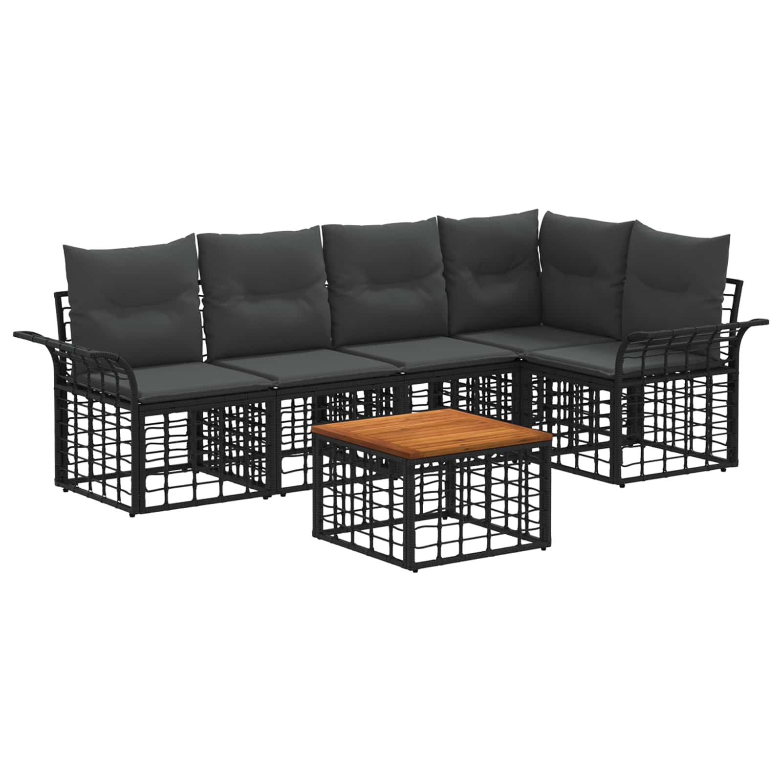 Conjunto de sofás de exterior 6 pcs Negro y Gris oscuro