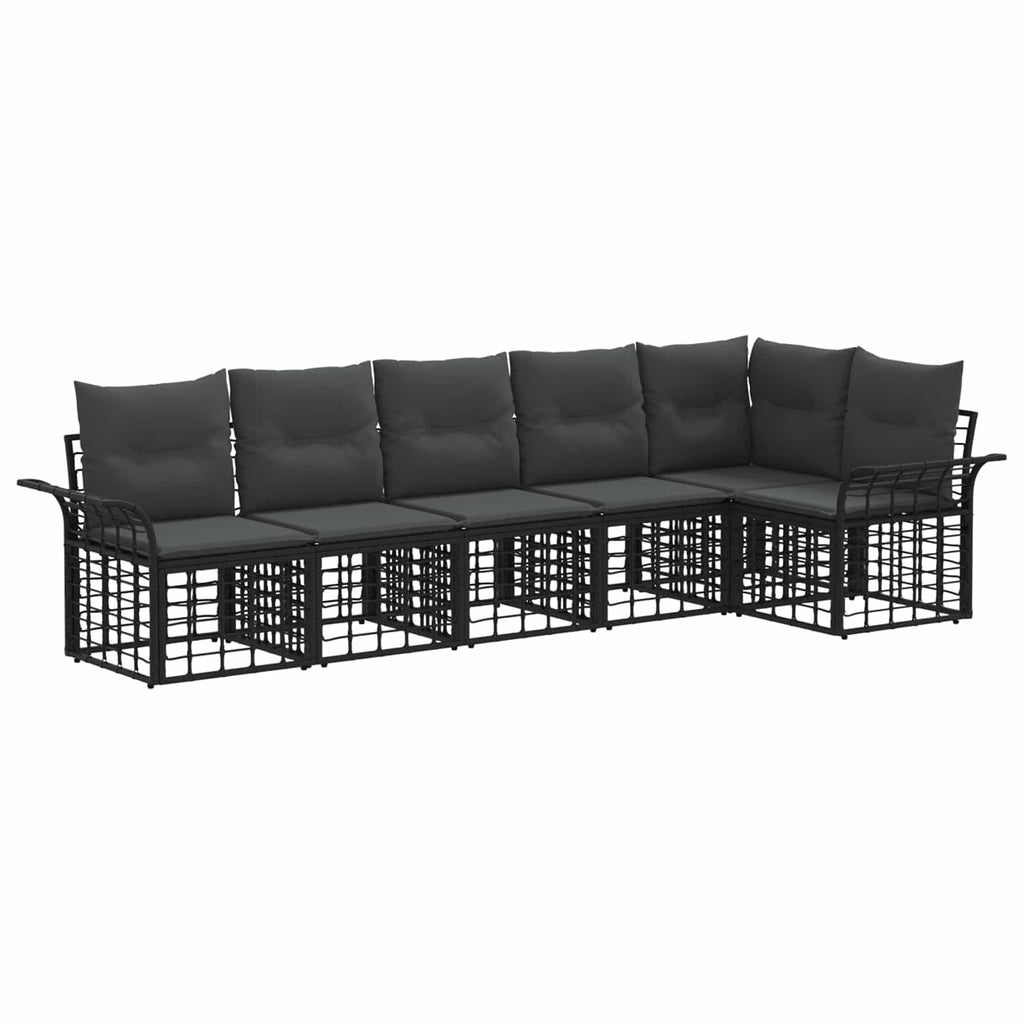 Conjunto de sofás de exterior 6 pcs Negro y Gris oscuro