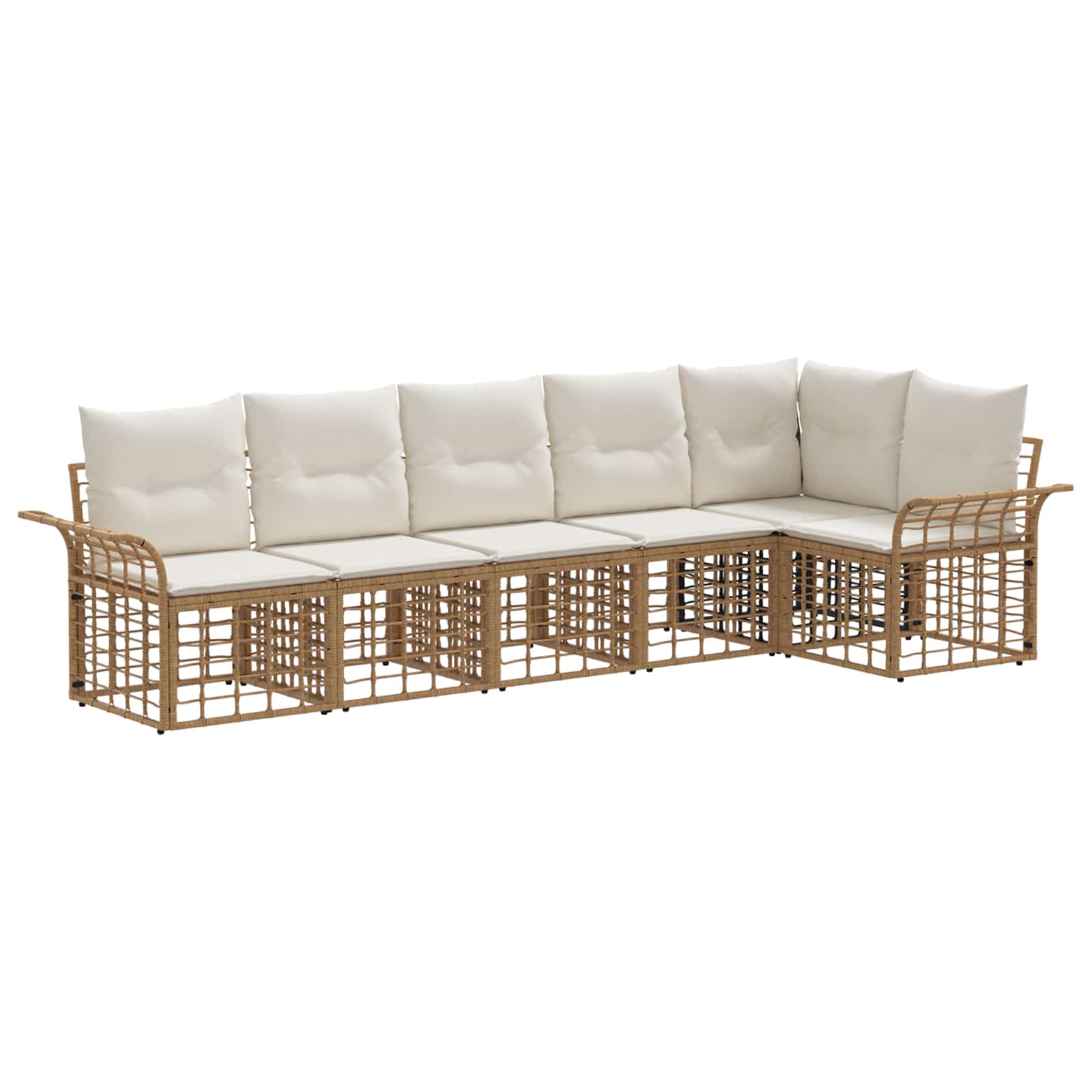 Conjunto de sofás de exterior 6 pcs Natural y Crema Poliéster