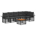 Conjunto de sofás de exterior 7 pcs Negro y Gris oscuro