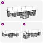 Conjunto de sofás de exterior 7 pcs Negro y Gris oscuro