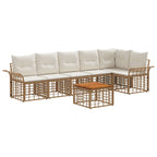 Conjunto de sofás de exterior 7 pcs Natural y Crema Poliéster