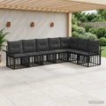 Conjunto de sofás de exterior 7 pcs Negro y Gris oscuro