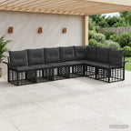 Conjunto de sofás de exterior 7 pcs Negro y Gris oscuro