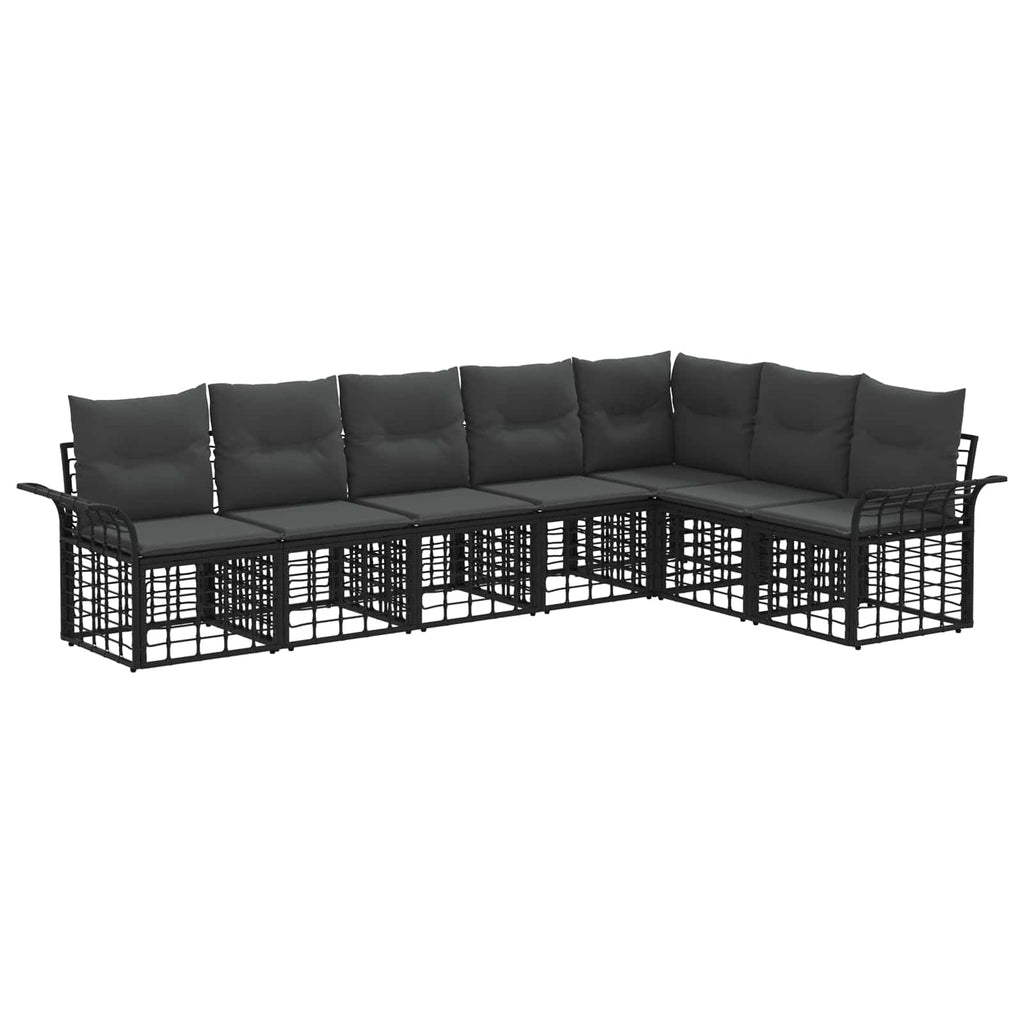 Conjunto de sofás de exterior 7 pcs Negro y Gris oscuro