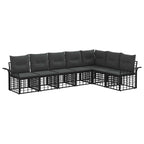 Conjunto de sofás de exterior 7 pcs Negro y Gris oscuro