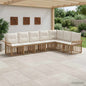 Conjunto de sofás de exterior 7 peças Natural e Creme Poliéster