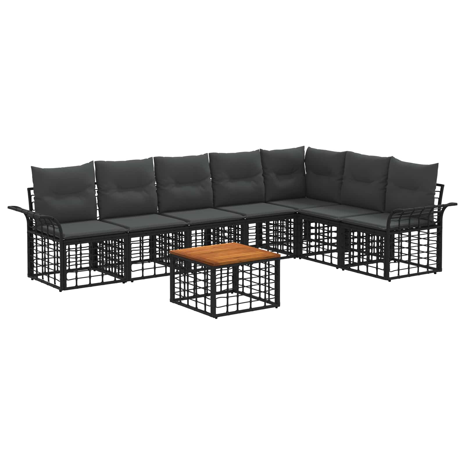 Conjunto de sofás de exterior 8 pcs Negro y Gris oscuro