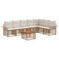 Conjunto de sofás de exterior 8 pçs Natural e Creme Poliéster