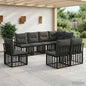 Conjunto de sofás de exterior 8 peças Preto e Cinzento escuro