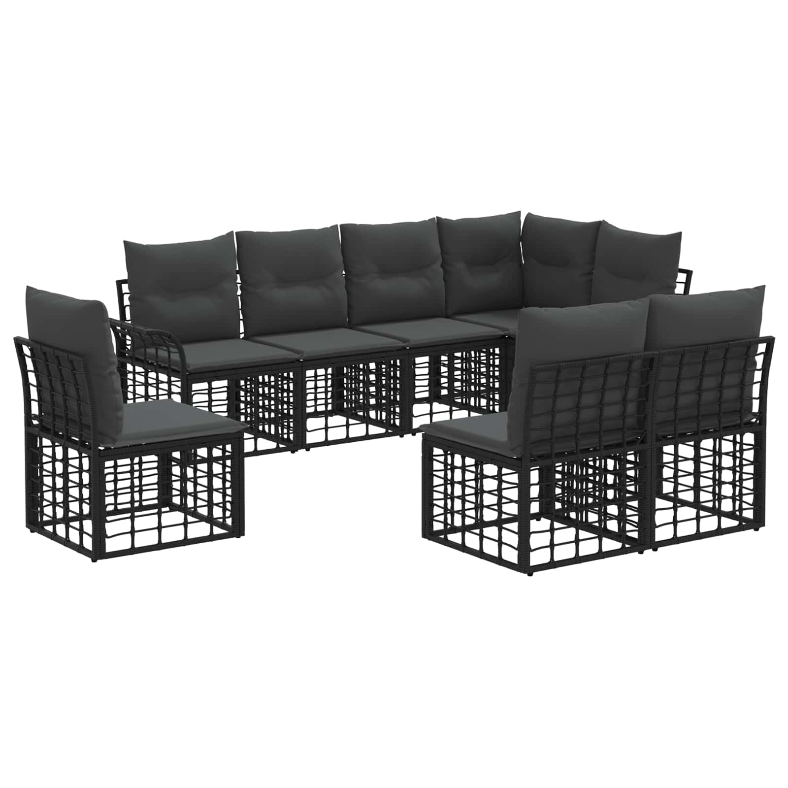 Conjunto de sofás de exterior 8 pcs Negro y Gris oscuro