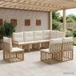 Conjunto de sofás de exterior 8 pçs Natural e Creme Poliéster