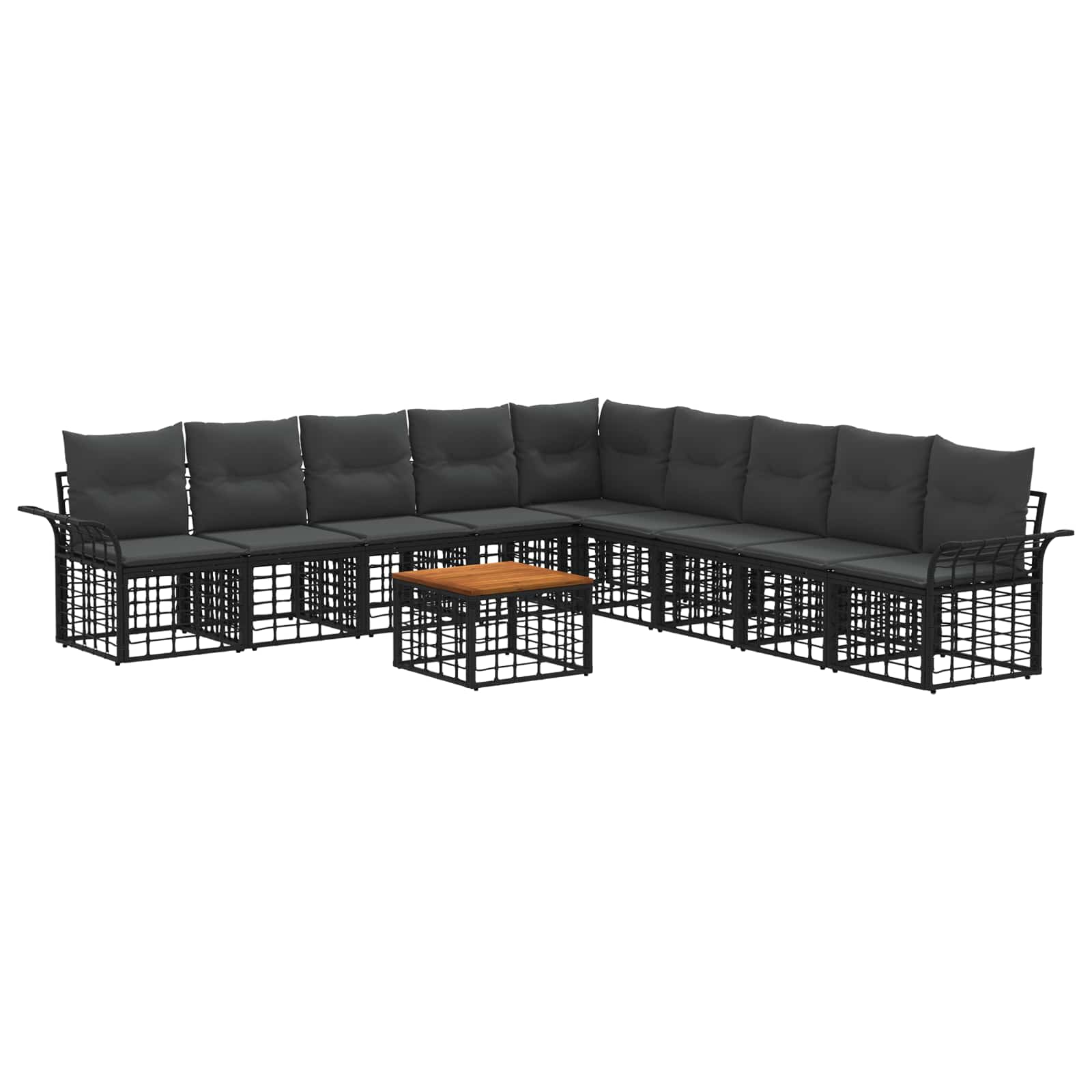 Conjunto de sofás de exterior 10 pcs Natural y Crema Poliéster