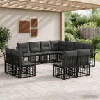 Conjunto de sofás de exterior 11 pcs Natural y Crema Poliéster