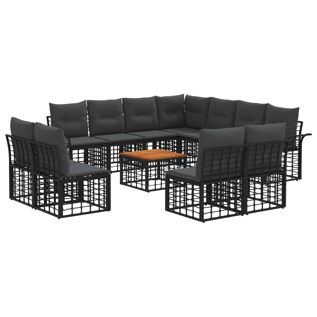 Conjunto de sofás de exterior 11 pcs Natural y Crema Poliéster