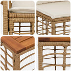 Conjunto de sofás de exterior 10 pcs Natural y Crema Poliéster