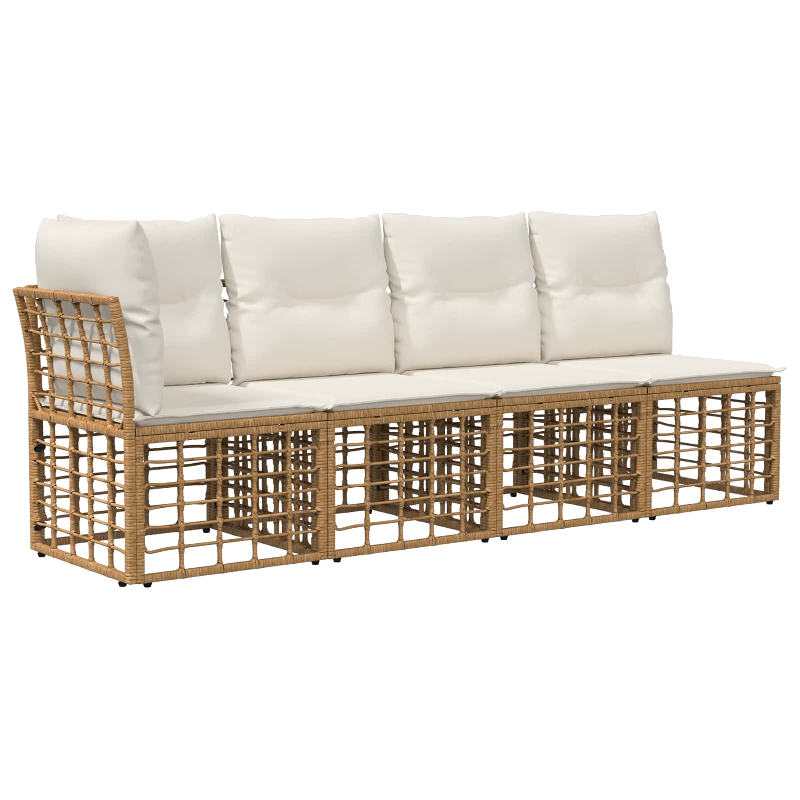 Conjunto de sofás de exterior 10 pcs Natural y Crema Poliéster