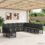 Conjunto de sofás de exterior 10 pcs Negro y Gris oscuro