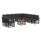 Conjunto de sofás de exterior 12 pcs Negro y Gris oscuro