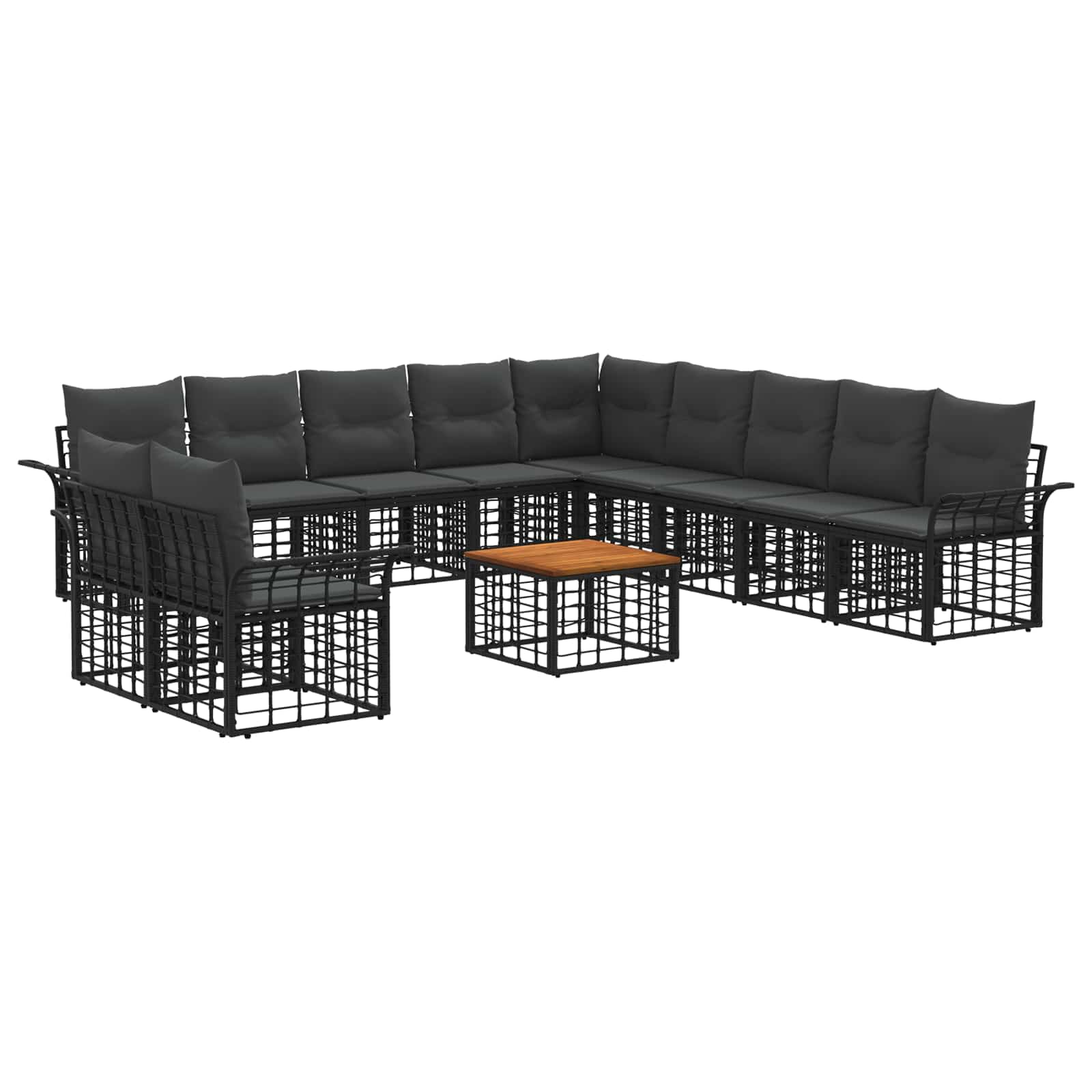 Conjunto de sofás de exterior 12 pcs Negro y Gris oscuro