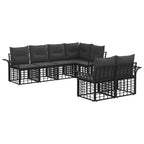 Conjunto de sofás de exterior 7 pcs Negro y Gris oscuro