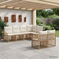 Conjunto de sofás de exterior 7 pcs Natural y Crema Poliéster
