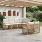 Conjunto de sofás de exterior 7 peças Natural e Creme Poliéster