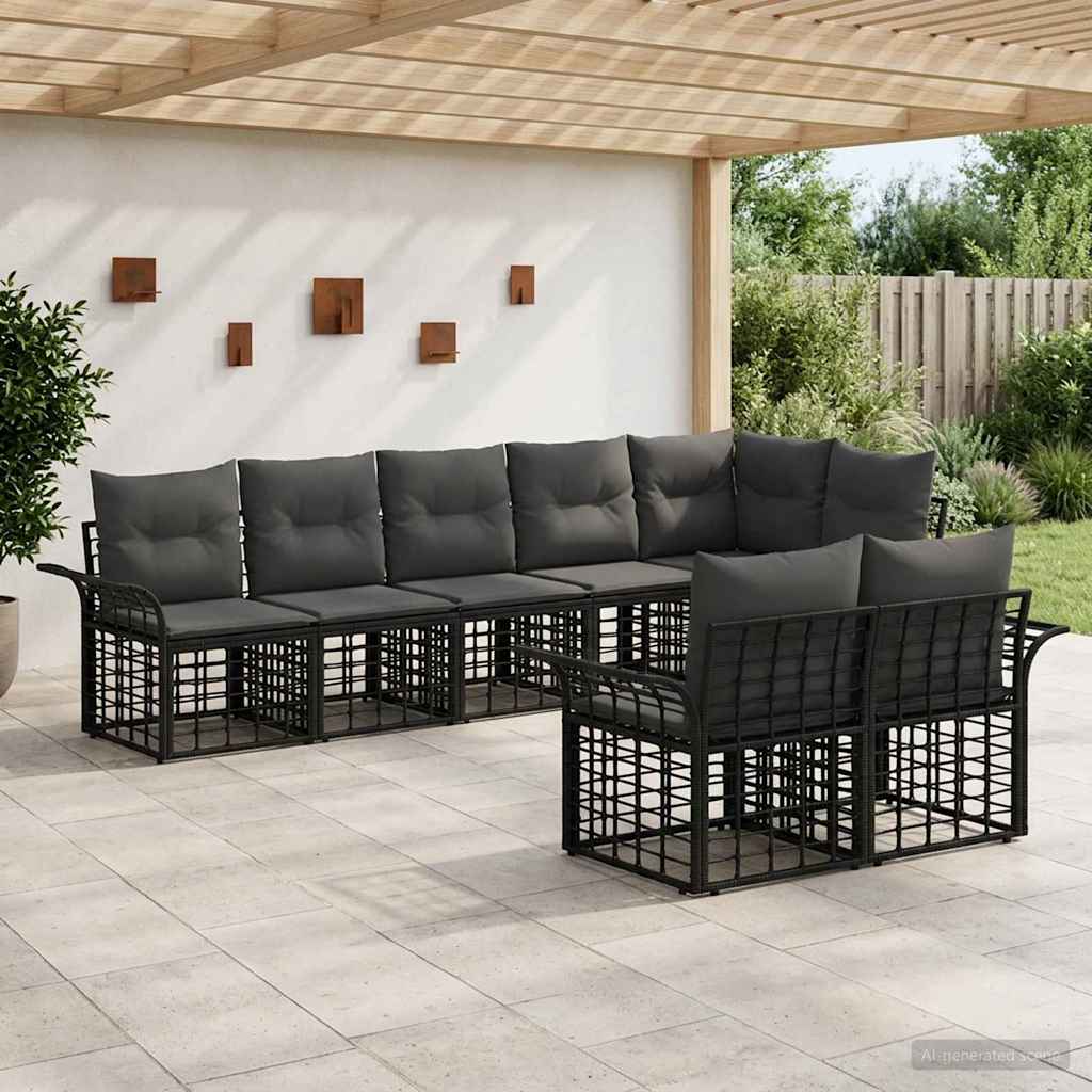 Conjunto de sofás de exterior 8 pcs Natural y Crema