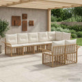 Conjunto de sofás de exterior 8 pcs Natural y Crema