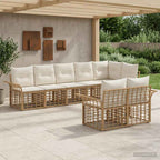 Conjunto de sofás de exterior 8 pcs Natural y Crema