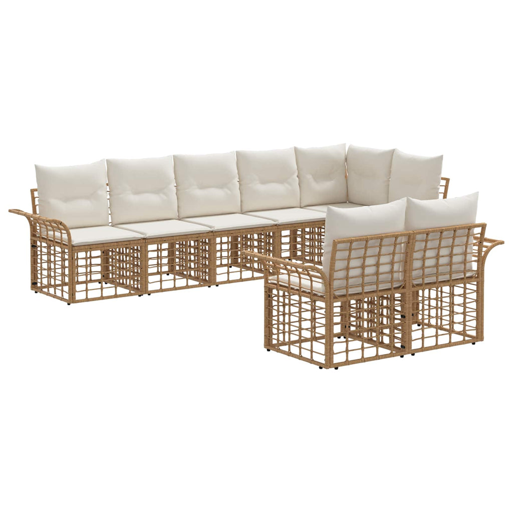 Conjunto de sofás de exterior 8 pcs Natural y Crema