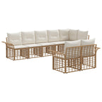 Conjunto de sofás de exterior 8 pcs Natural y Crema