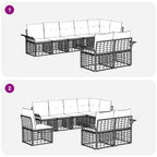 Conjunto de sofás de exterior 8 pcs Natural y Crema