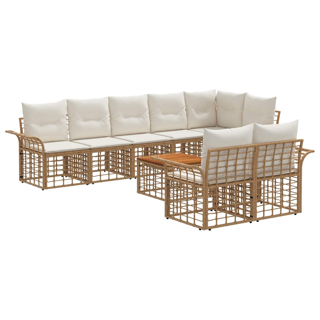 Conjunto de sofás de exterior 8 pcs Natural y Crema