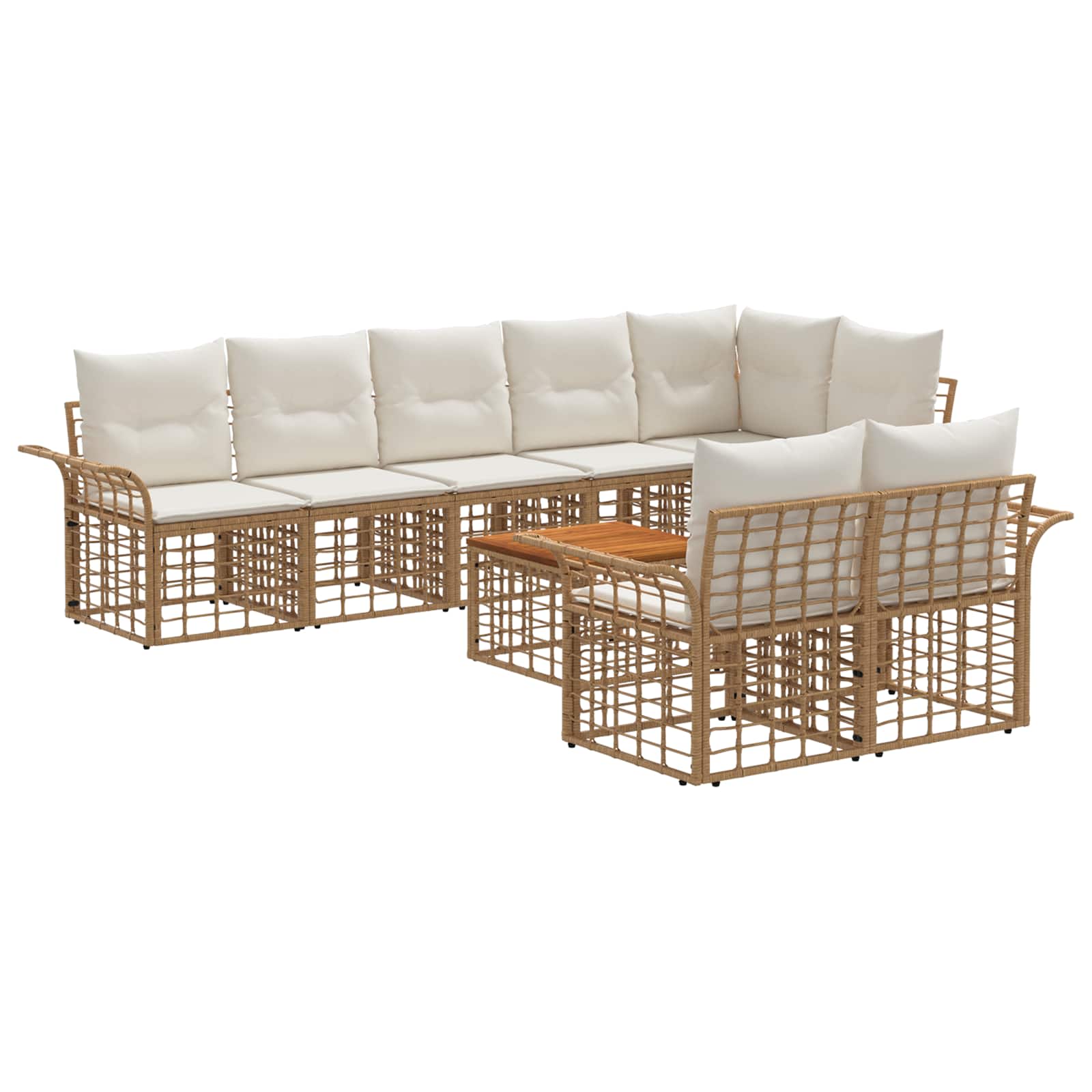 Conjunto de sofás de exterior 8 pcs Natural y Crema