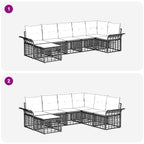 Conjunto de sofás de exterior 7 pcs Natural y Crema Poliéster