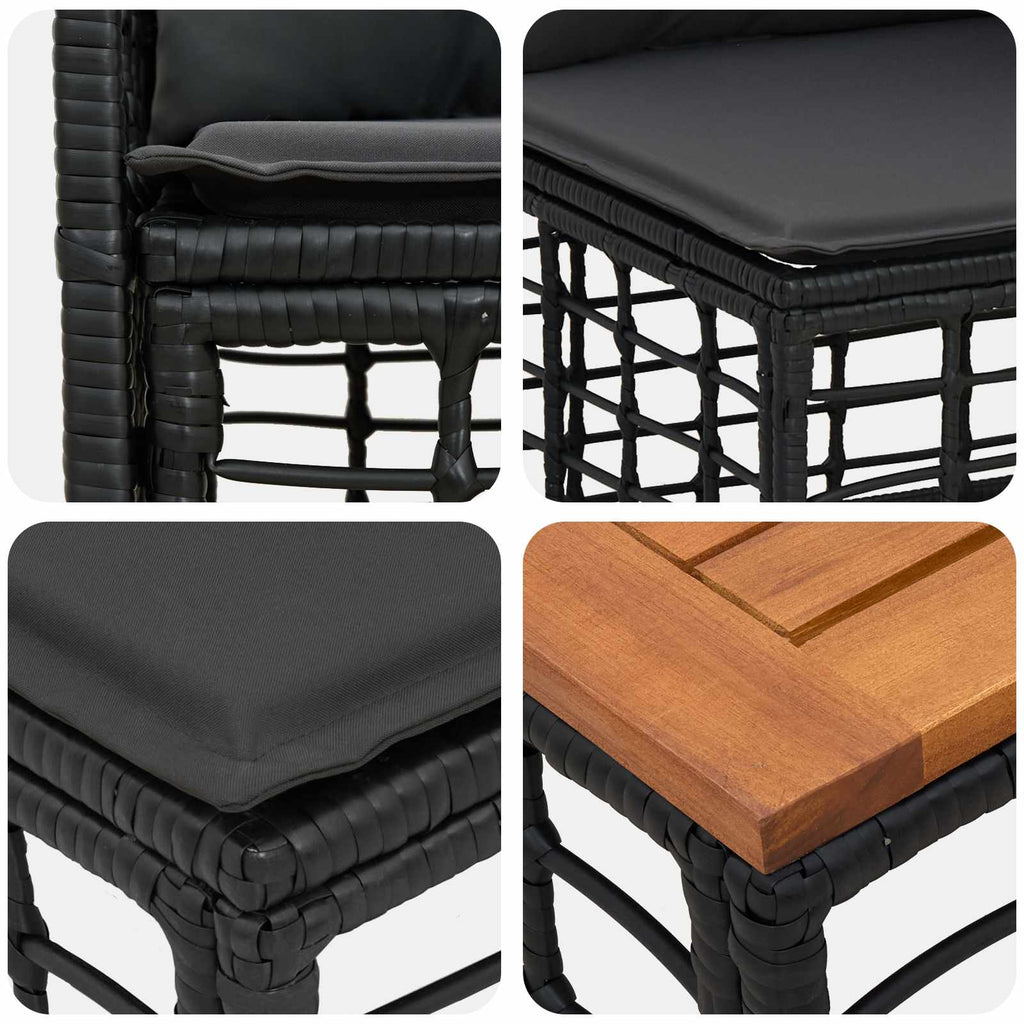 Conjunto de sofás de exterior 8 pcs Negro y Gris oscuro