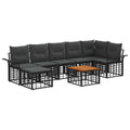 Conjunto de sofás de exterior 8 pcs Negro y Gris oscuro
