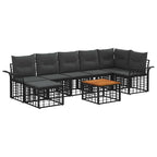 Conjunto de sofás de exterior 8 pcs Negro y Gris oscuro